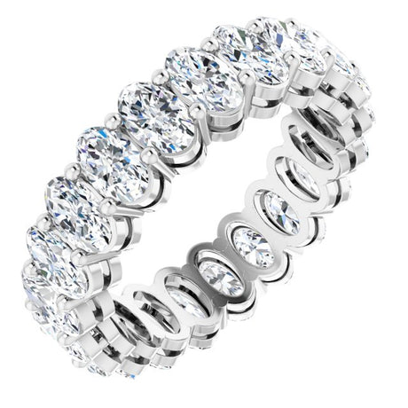Platinum Oval Lab-Grown Diamond Shared-Prong Eternity Band – 5x3 mm Stones (3 1/3–5 1/2 CTW)