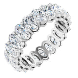 14K Gold Oval Natural Diamond Shared-Prong Eternity Band – 5x3 mm Stones (4 3/4–5 1/2 CTW) - White Gold