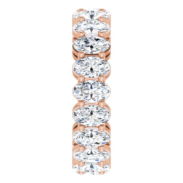 14K Gold Oval Lab-Grown Diamond Shared-Prong Eternity Band – 5x3 mm Stones (3 1/3–5 1/2 CTW) - Rose Gold - view 4