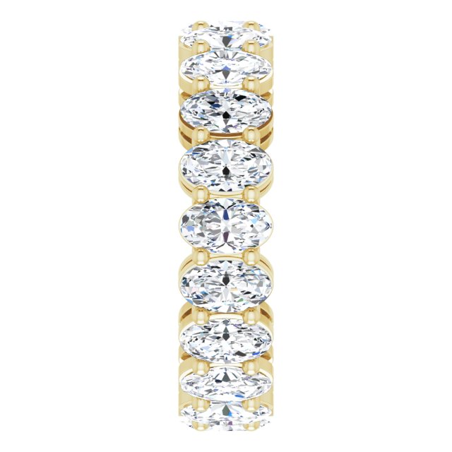 14K Gold Oval Natural Diamond Shared-Prong Eternity Band – 5x3 mm Stones (4 3/4–5 1/2 CTW) - Yellow Gold - view 4