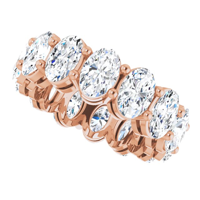 14K Gold Oval Lab-Grown Diamond Shared-Prong Eternity Band – 6x4 mm Stones (5 1/5–5 9/10 CTW) - Rose Gold - view 5