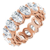 14K Gold Oval Natural Diamond Shared-Prong Eternity Band – 6x4 mm Stones (5 1/5–5 9/10 CTW) - Rose Gold