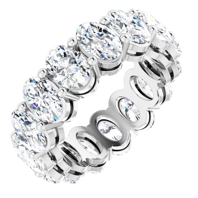 Platinum Oval Natural Diamond Shared-Prong Eternity Band – 6x4 mm Stones (5 1/5–5 9/10 CTW)