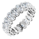 14K Gold Oval Natural Diamond Shared-Prong Eternity Band – 5x3 mm Stones (4 3/4–5 1/2 CTW) - White Gold