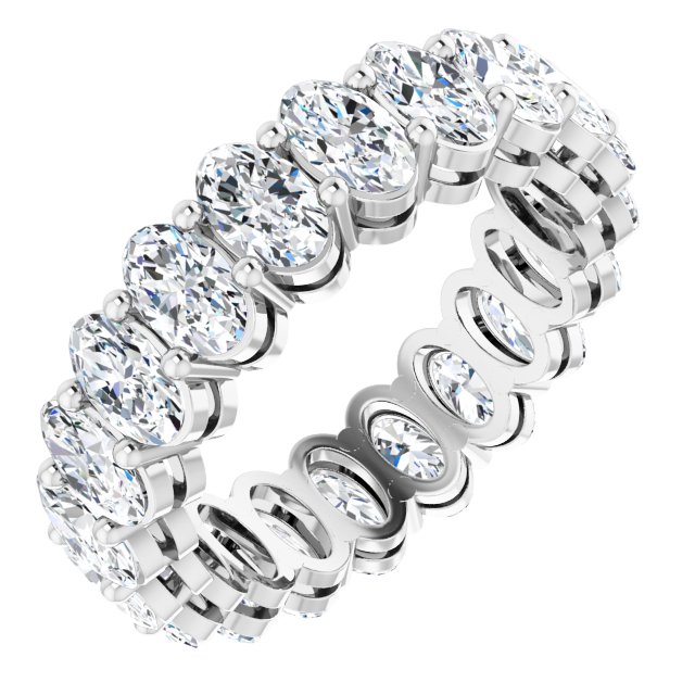 Platinum Oval Natural Diamond Shared-Prong Eternity Band – 5x3 mm Stones (4 3/4–5 1/2 CTW)