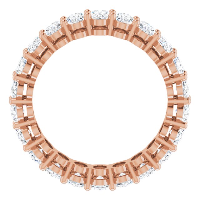 14K Gold Oval Natural Diamond Shared-Prong Eternity Band – 5x3 mm Stones (4 3/4–5 1/2 CTW) - Rose Gold - view 2