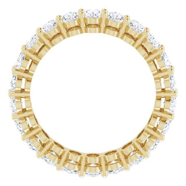 14K Gold Oval Natural Diamond Shared-Prong Eternity Band – 5x3 mm Stones (4 3/4–5 1/2 CTW) - Yellow Gold - view 2