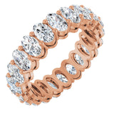 14K Gold Oval Natural Diamond Shared-Prong Eternity Band – 5x3 mm Stones (4 3/4–5 1/2 CTW) - Rose Gold