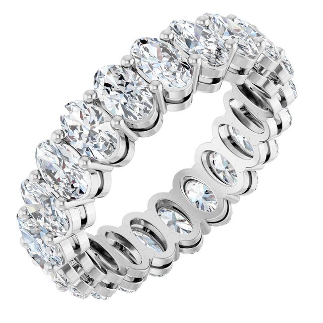 14K Gold Oval Lab-Grown Diamond Shared-Prong Eternity Band – 5x3 mm Stones (3 1/3–5 1/2 CTW) - White Gold