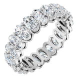 14K Gold Oval Natural Diamond Shared-Prong Eternity Band – 5x3 mm Stones (4 3/4–5 1/2 CTW) - White Gold