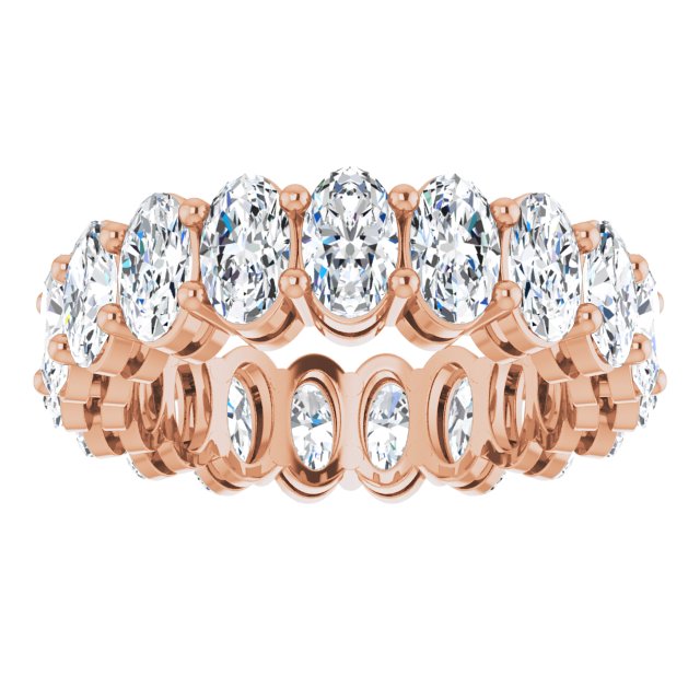 14K Gold Oval Lab-Grown Diamond Shared-Prong Eternity Band – 5x3 mm Stones (3 1/3–5 1/2 CTW) - Rose Gold - view 3