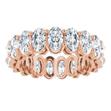 14K Gold Oval Natural Diamond Shared-Prong Eternity Band – 5x3 mm Stones (4 3/4–5 1/2 CTW) - Rose Gold - view 3