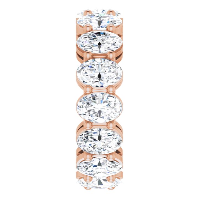 14K Gold Oval Lab-Grown Diamond Shared-Prong Eternity Band – 6x4 mm Stones (5 1/5–5 9/10 CTW) - Rose Gold - view 4
