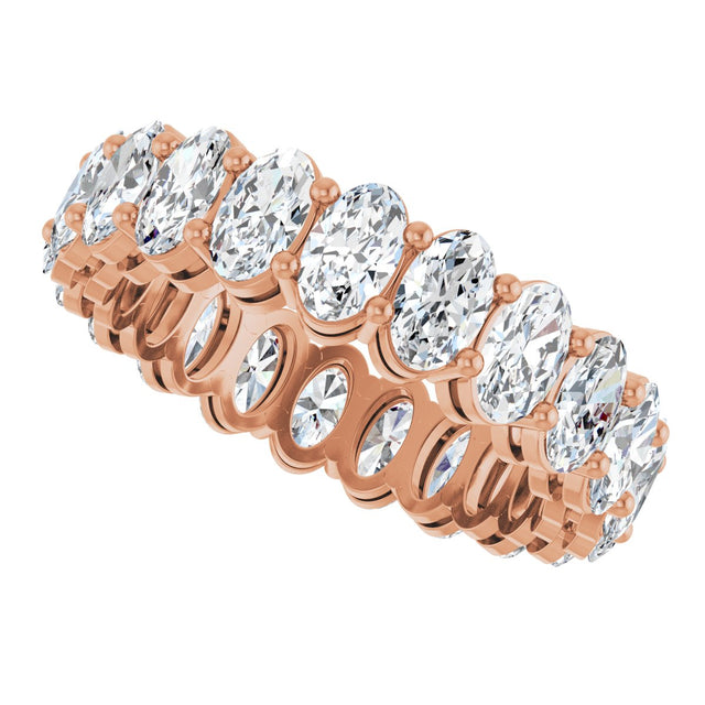 14K Gold Oval Natural Diamond Shared-Prong Eternity Band – 5x3 mm Stones (4 3/4–5 1/2 CTW) - Rose Gold - view 5