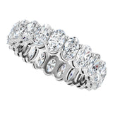 14K Gold Oval Natural Diamond Shared-Prong Eternity Band – 5x3 mm Stones (4 3/4–5 1/2 CTW) - White Gold - view 5