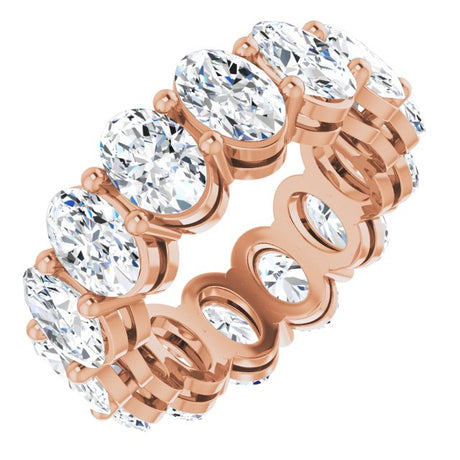 14K Gold Oval Natural Diamond Shared-Prong Eternity Band – 6x4 mm Stones (5 1/5–5 9/10 CTW) - Rose Gold