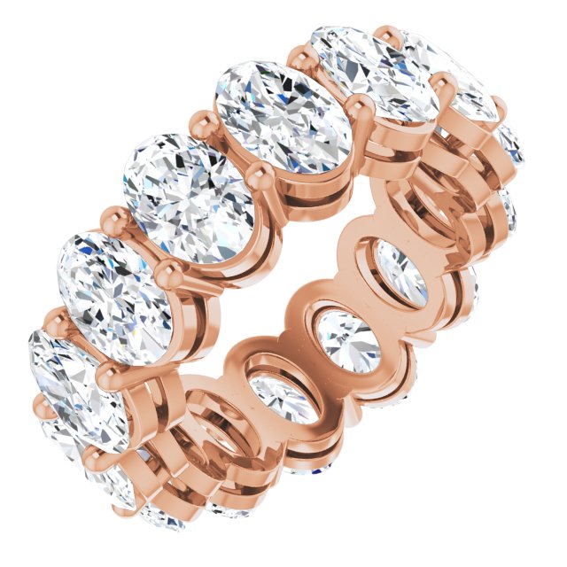 14K Gold Oval Lab-Grown Diamond Shared-Prong Eternity Band – 6x4 mm Stones (5 1/5–5 9/10 CTW) - Rose Gold