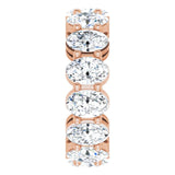 14K Gold Oval Natural Diamond Shared-Prong Eternity Band – 5x3 mm Stones (4 3/4–5 1/2 CTW) - Rose Gold - view 4