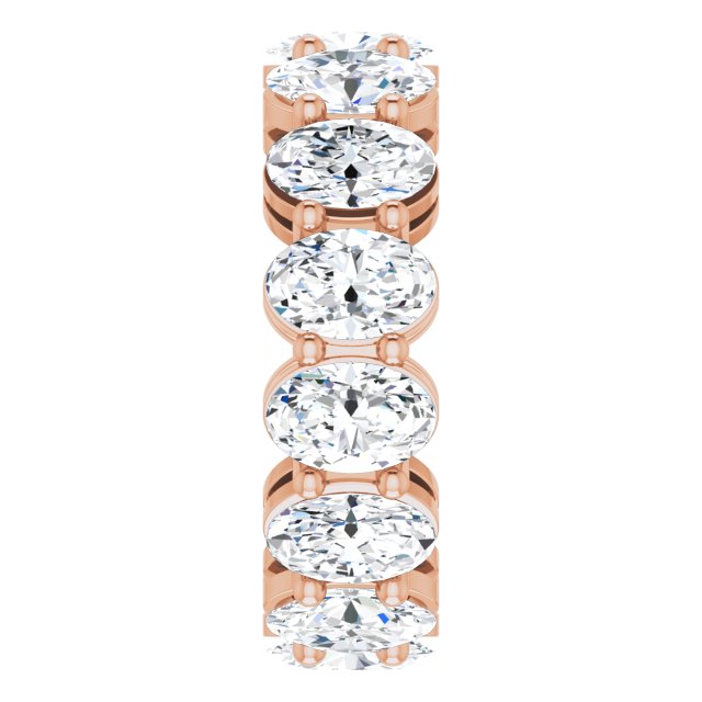 14K Gold Oval Natural Diamond Shared-Prong Eternity Band – 5x3 mm Stones (4 3/4–5 1/2 CTW) - Rose Gold - view 4