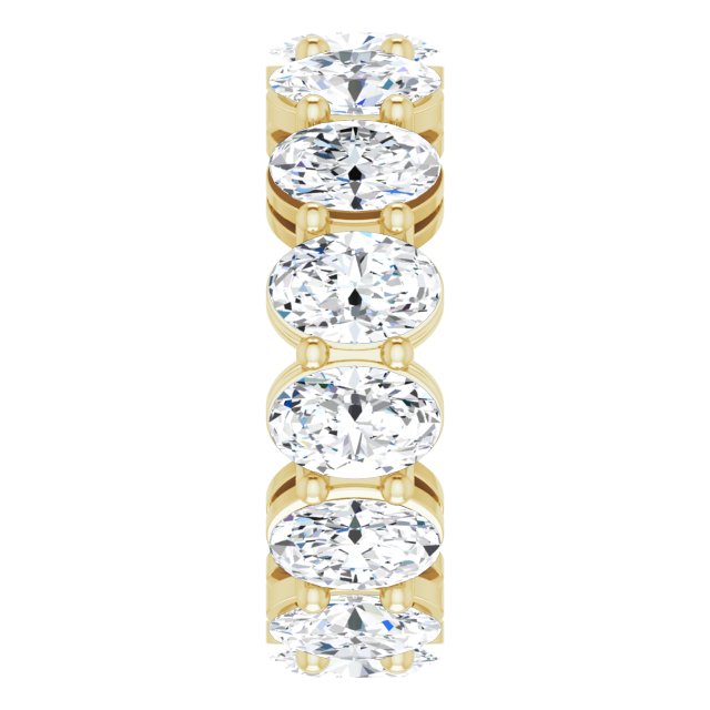 14K Gold Oval Natural Diamond Shared-Prong Eternity Band – 5x3 mm Stones (4 3/4–5 1/2 CTW) - Yellow Gold - view 4