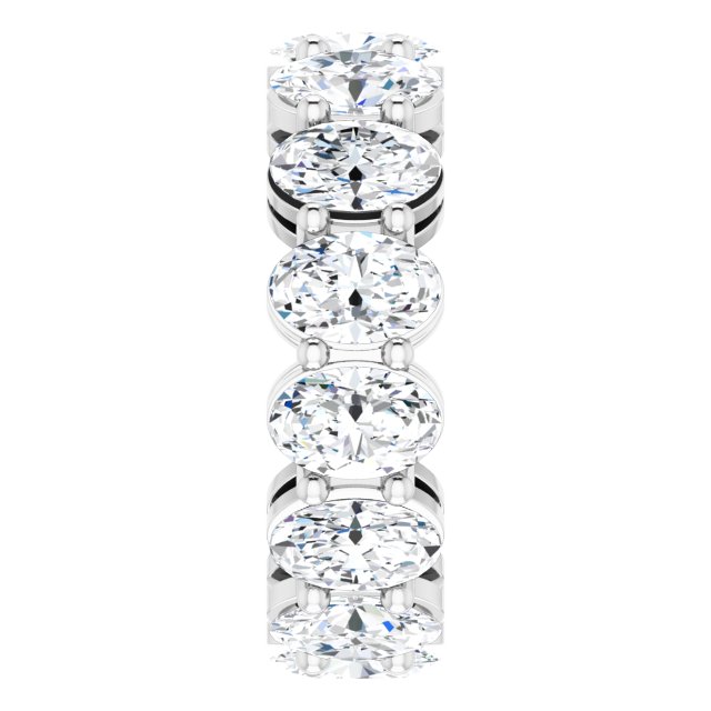 14K Gold Oval Natural Diamond Shared-Prong Eternity Band – 5x3 mm Stones (4 3/4–5 1/2 CTW) - White Gold - view 4