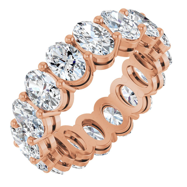 14K Gold Oval Natural Diamond Shared-Prong Eternity Band – 6x4 mm Stones (5 1/5–5 9/10 CTW) - Rose Gold