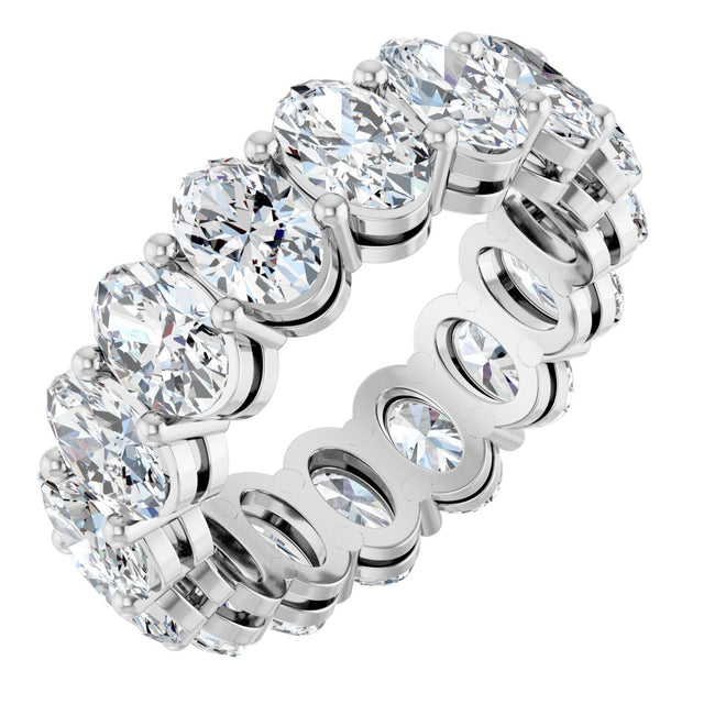 14K Gold Oval Lab-Grown Diamond Shared-Prong Eternity Band – 6x4 mm Stones (5 1/5–5 9/10 CTW) - White Gold
