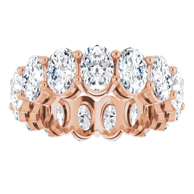 14K Gold Oval Lab-Grown Diamond Shared-Prong Eternity Band – 6x4 mm Stones (5 1/5–5 9/10 CTW) - Rose Gold - view 3