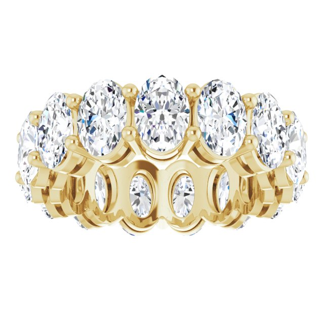 14K Gold Oval Lab-Grown Diamond Shared-Prong Eternity Band – 6x4 mm Stones (5 1/5–5 9/10 CTW) - Yellow Gold - view 3