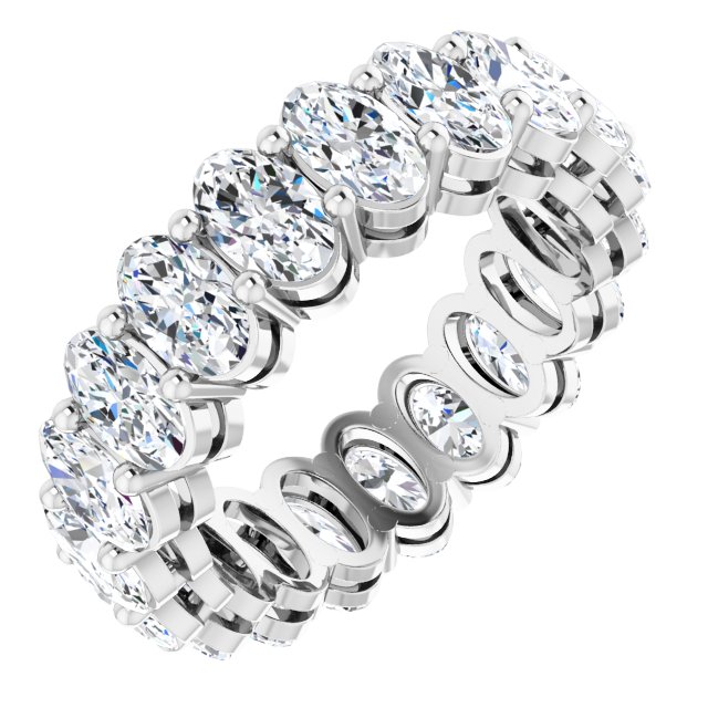 Platinum Oval Natural Diamond Shared-Prong Eternity Band – 5x3 mm Stones (4 3/4–5 1/2 CTW)