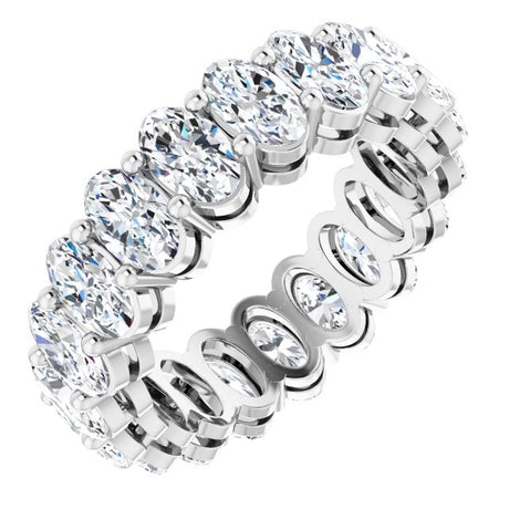 Platinum Oval Lab-Grown Diamond Shared-Prong Eternity Band – 5x3 mm Stones (3 1/3–5 1/2 CTW)