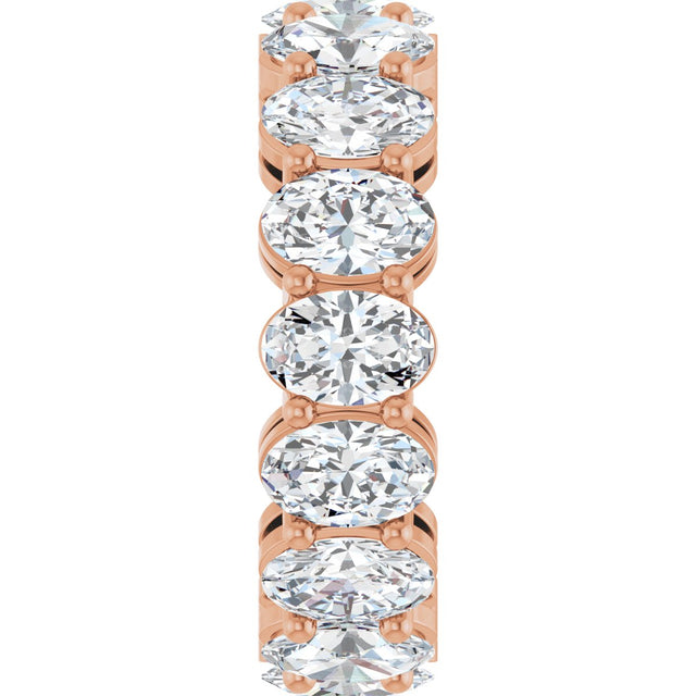 14K Gold Oval Lab-Grown Diamond Shared-Prong Eternity Band – 6x4 mm Stones (5 1/5–5 9/10 CTW) - Rose Gold - view 4