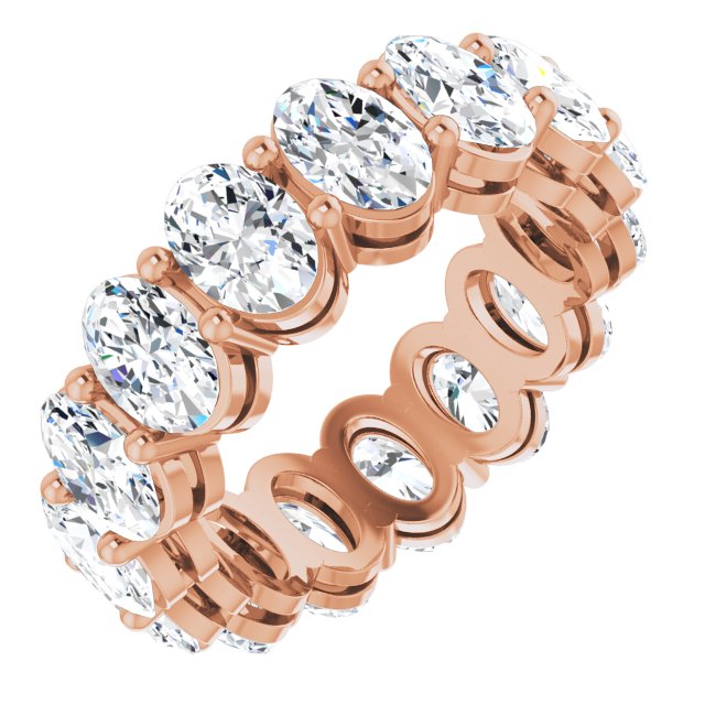 14K Gold Oval Lab-Grown Diamond Shared-Prong Eternity Band – 6x4 mm Stones (5 1/5–5 9/10 CTW) - Rose Gold