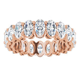 14K Gold Oval Natural Diamond Shared-Prong Eternity Band – 5x3 mm Stones (4 3/4–5 1/2 CTW) - Rose Gold - view 3