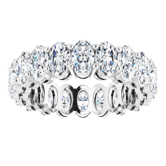 Platinum Oval Natural Diamond Shared-Prong Eternity Band – 5x3 mm Stones (4 3/4–5 1/2 CTW) - view 3