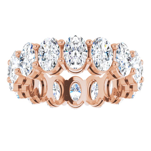 14K Gold Oval Lab-Grown Diamond Shared-Prong Eternity Band – 6x4 mm Stones (5 1/5–5 9/10 CTW) - Rose Gold - view 3