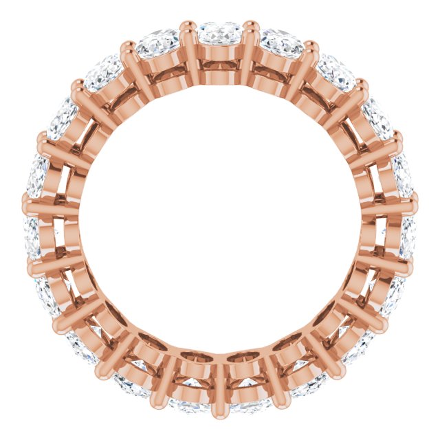 14K Gold Oval Natural Diamond Shared-Prong Eternity Band – 5x3 mm Stones (4 3/4–5 1/2 CTW) - Rose Gold - view 2