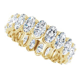 14K Gold Oval Natural Diamond Shared-Prong Eternity Band – 5x3 mm Stones (4 3/4–5 1/2 CTW) - Yellow Gold - view 5