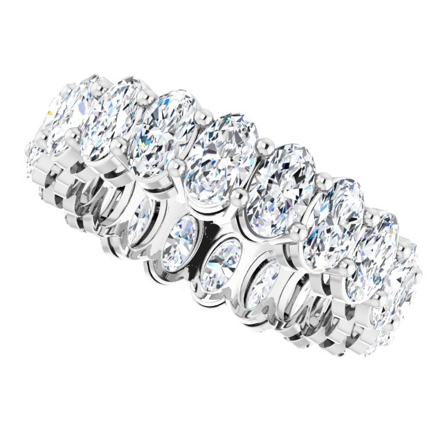 14K Gold Oval Natural Diamond Shared-Prong Eternity Band – 5x3 mm Stones (4 3/4–5 1/2 CTW) - White Gold - view 5