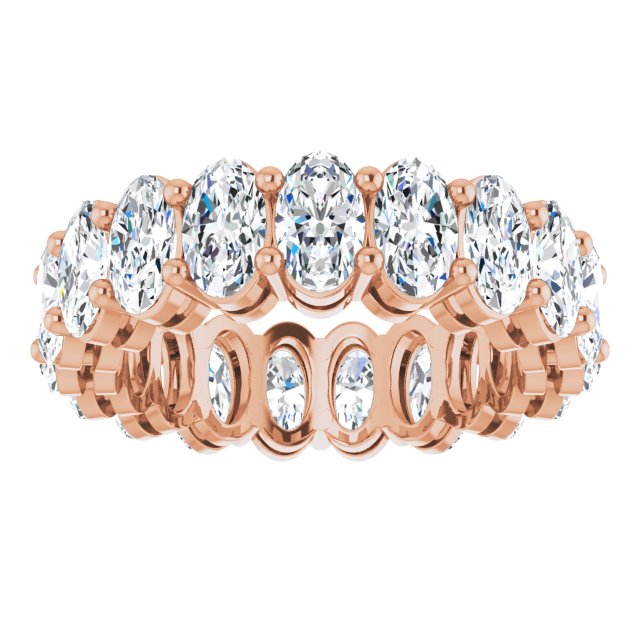 14K Gold Oval Lab-Grown Diamond Shared-Prong Eternity Band – 5x3 mm Stones (3 1/3–5 1/2 CTW) - Rose Gold - view 3