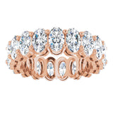 14K Gold Oval Natural Diamond Shared-Prong Eternity Band – 5x3 mm Stones (4 3/4–5 1/2 CTW) - Rose Gold - view 3