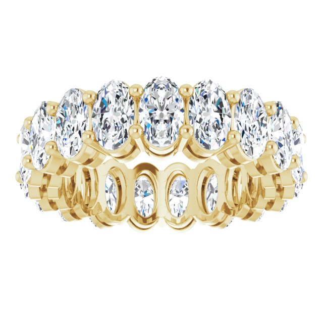 14K Gold Oval Natural Diamond Shared-Prong Eternity Band – 5x3 mm Stones (4 3/4–5 1/2 CTW) - Yellow Gold - view 3
