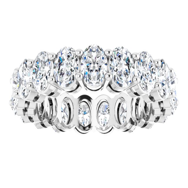 Platinum Oval Natural Diamond Shared-Prong Eternity Band – 5x3 mm Stones (4 3/4–5 1/2 CTW) - view 3