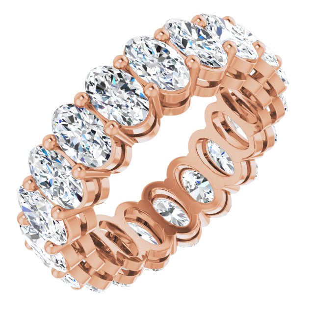 14K Gold Oval Lab-Grown Diamond Shared-Prong Eternity Band – 5x3 mm Stones (3 1/3–5 1/2 CTW) - Rose Gold