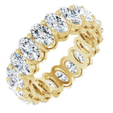 14K Gold Oval Natural Diamond Shared-Prong Eternity Band – 5x3 mm Stones (4 3/4–5 1/2 CTW) - Yellow Gold