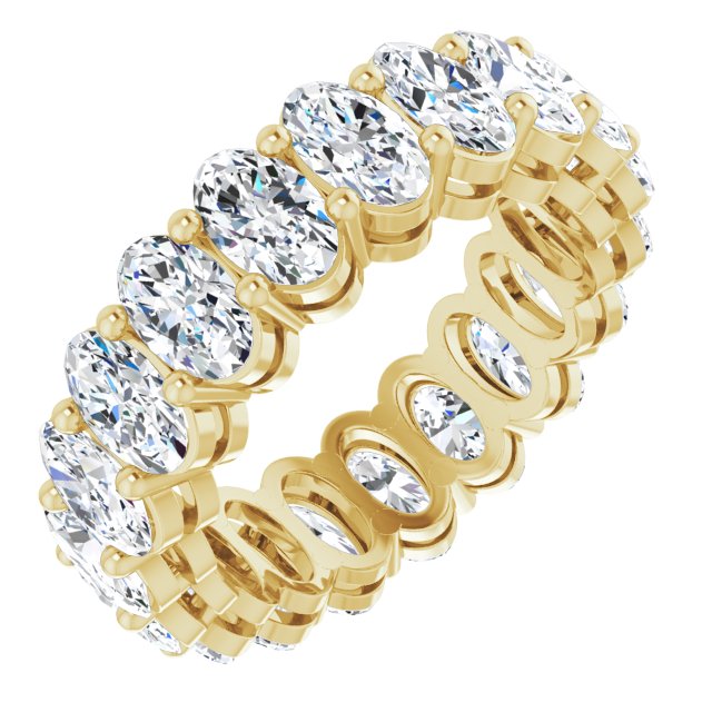 14K Gold Oval Natural Diamond Shared-Prong Eternity Band – 5x3 mm Stones (4 3/4–5 1/2 CTW) - Yellow Gold