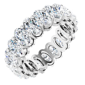 Platinum Oval Natural Diamond Shared-Prong Eternity Band – 5x3 mm Stones (4 3/4–5 1/2 CTW)