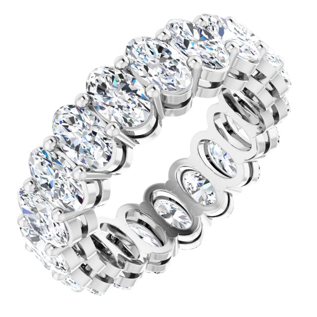 14K Gold Oval Lab-Grown Diamond Shared-Prong Eternity Band – 5x3 mm Stones (3 1/3–5 1/2 CTW) - White Gold