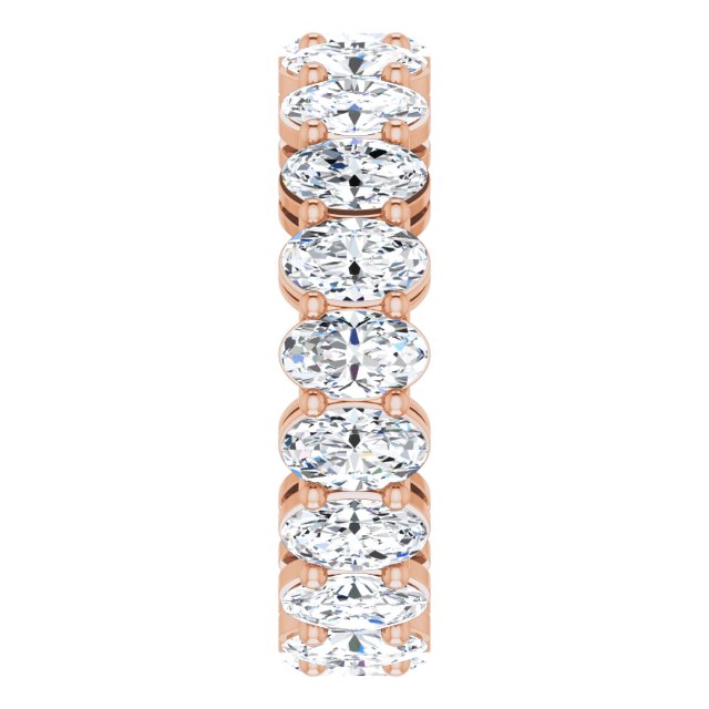 14K Gold Oval Natural Diamond Shared-Prong Eternity Band – 5x3 mm Stones (4 3/4–5 1/2 CTW) - Rose Gold - view 4