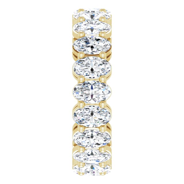 14K Gold Oval Natural Diamond Shared-Prong Eternity Band – 5x3 mm Stones (4 3/4–5 1/2 CTW) - Yellow Gold - view 4